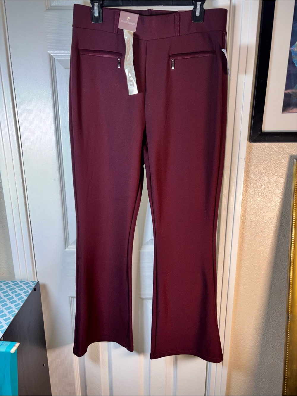 NWT Women's Stretch Bootcut Pants in Burgundy - Picture 4 of 10